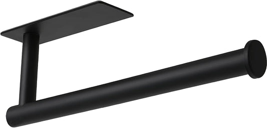 Paper Towel Holder - under Cabinet Paper Towel Holder for Kitchen, Adhesive Paper Towel Roll Rack for Bathroom Towel, Wall Mounted Matte Black Paper Towel Rack, SUS304 Stainless Steel