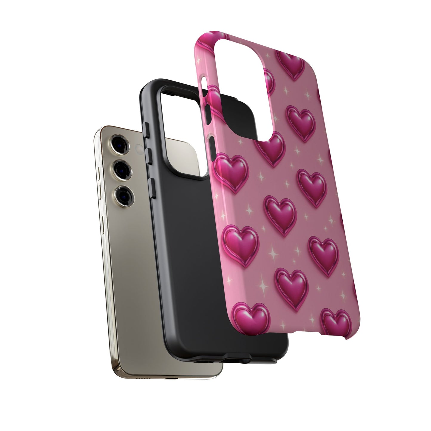 Pink Heart Pattern Phone Case | Tough Protective Case for Iphone, Samsung Galaxy and Pixel