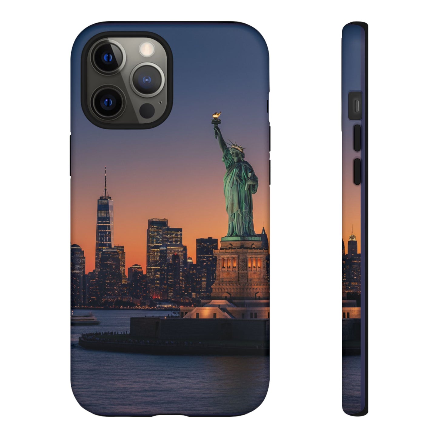 Statue of Liberty Sunset Phone Case – New York City Skyline Travel Aesthetic Tough Case