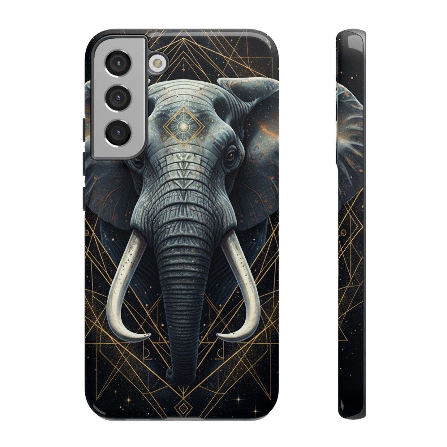 Elephant Mandala Phone Case – Black and Gold Spiritual Elephant Tough Protective Case