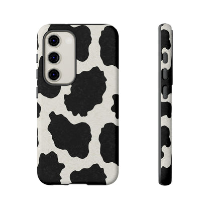 Black & White Cow Print Phone Case | Western Aesthetic iPhone & Samsung Tough Case