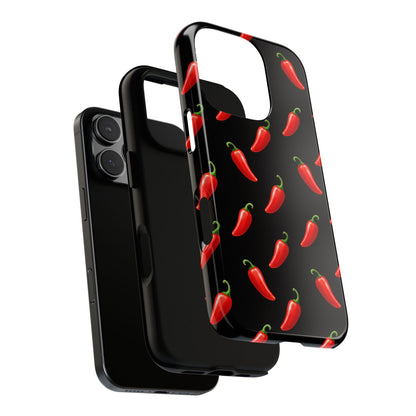 Spicy Chili Pepper Phone Case – Black Cute Hot Pepper Tough Cover for Iphone, Samsung Galaxy and Pixel