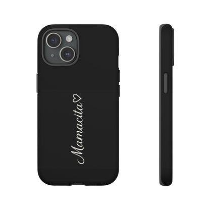 Mamacita Script Phone Case | Minimal Black Tough Case | Sleek Aesthetic Cover