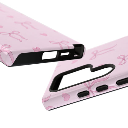 Pink Bow Heart Aesthetic Phone Case – Coquette Cute Tough Cover