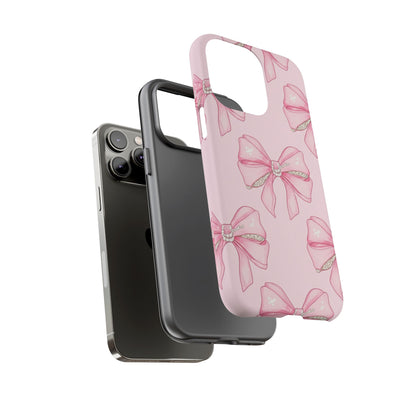 Pink Bow Pattern Phone Case | Coquette Aesthetic Tough Protective Case