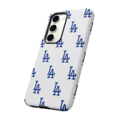 Blue LA Monogram Pattern Phone Case | Minimal Baseball Inspired Tough Cover