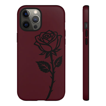 Black Rose Burgundy iPhone Case | Dark Aesthetic Shockproof Protective Cover