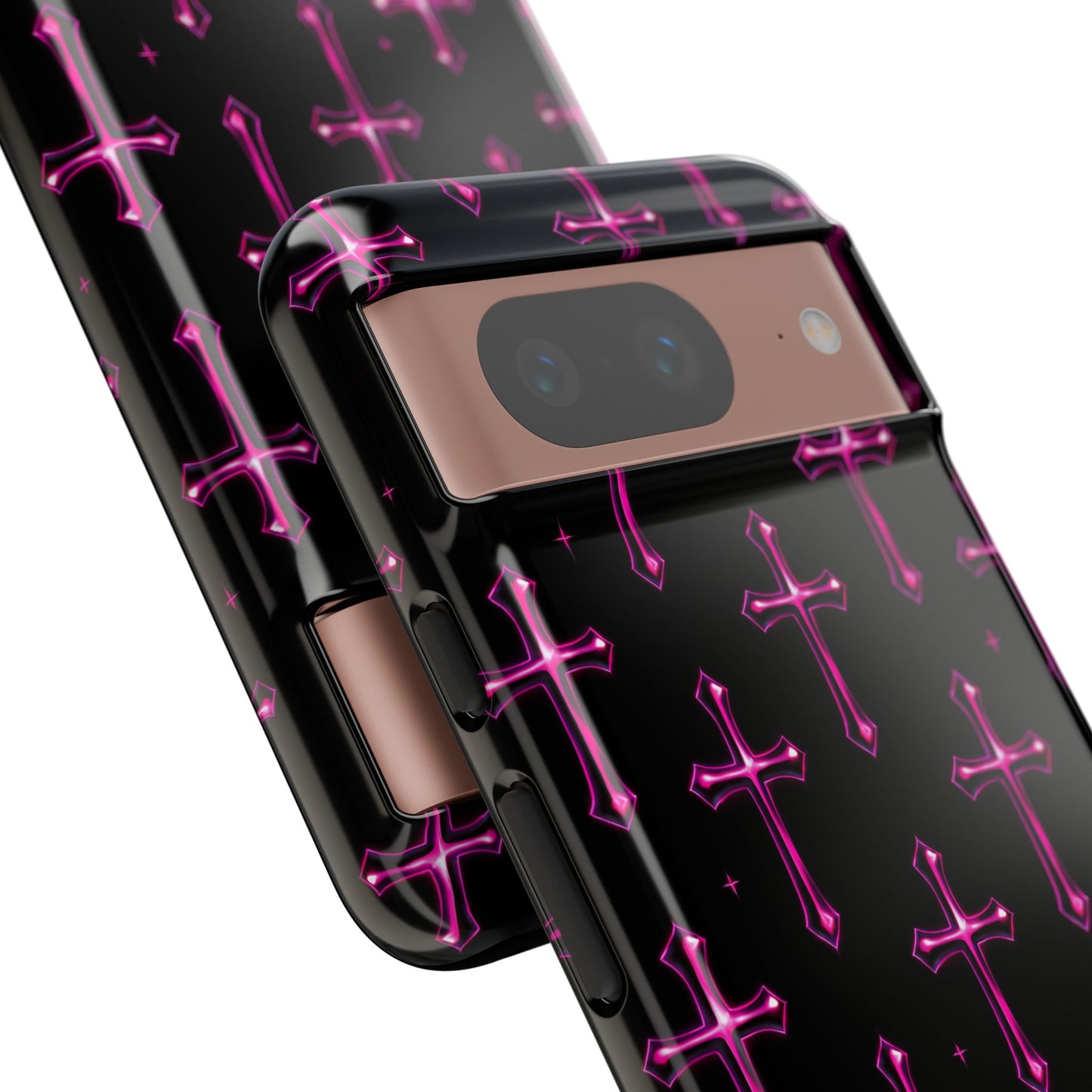 Neon Pink Cross Pattern Phone Case | Tough Protective Case for Iphone, Samsung Galaxy and Pixel