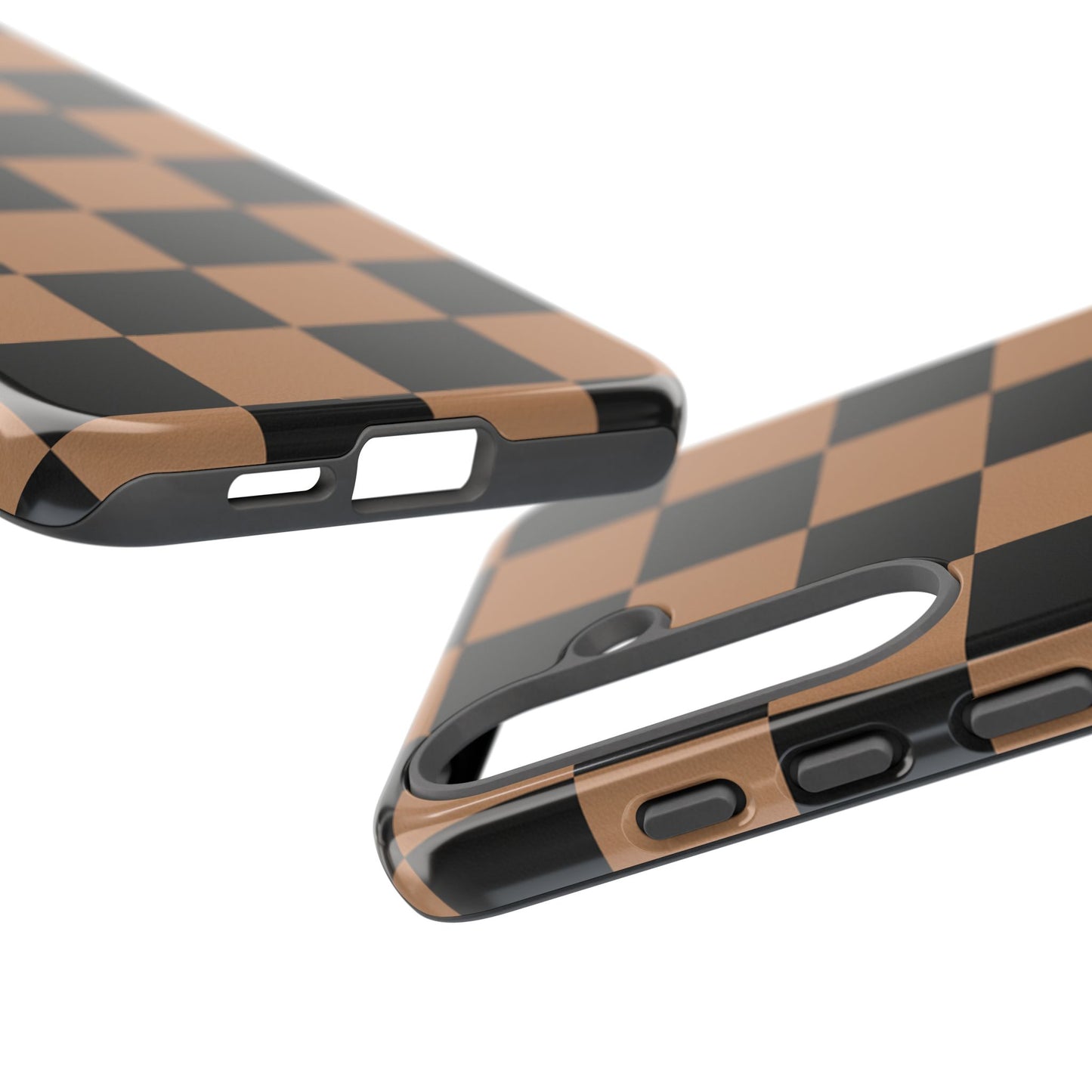 Brown Checkered Phone Case | Aesthetic Checkerboard iPhone & Samsung Tough Case