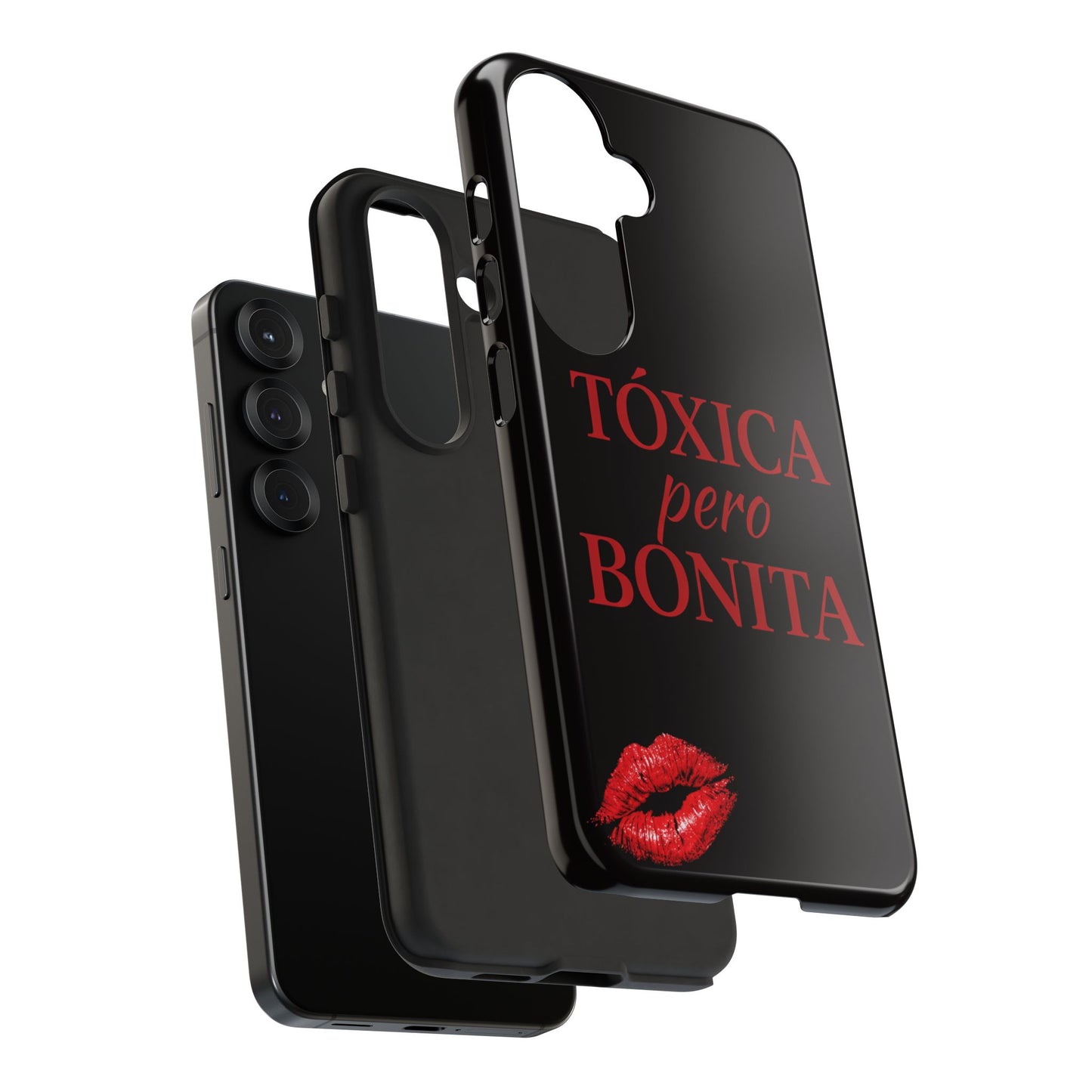 Toxica Pero Bonita Phone Case, Latina Quote Case, Red Lips Aesthetic, Spanish Saying Case, Trendy Tough Cover