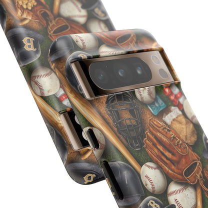 Baseball Gear Collage Phone Case – Vintage Baseball Equipment Sports Tough Case