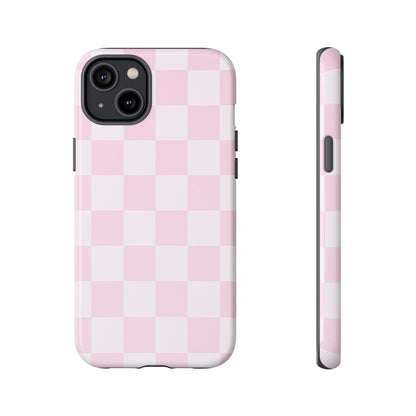 Pink Checkerboard Phone Case | Aesthetic Tough Protective Case