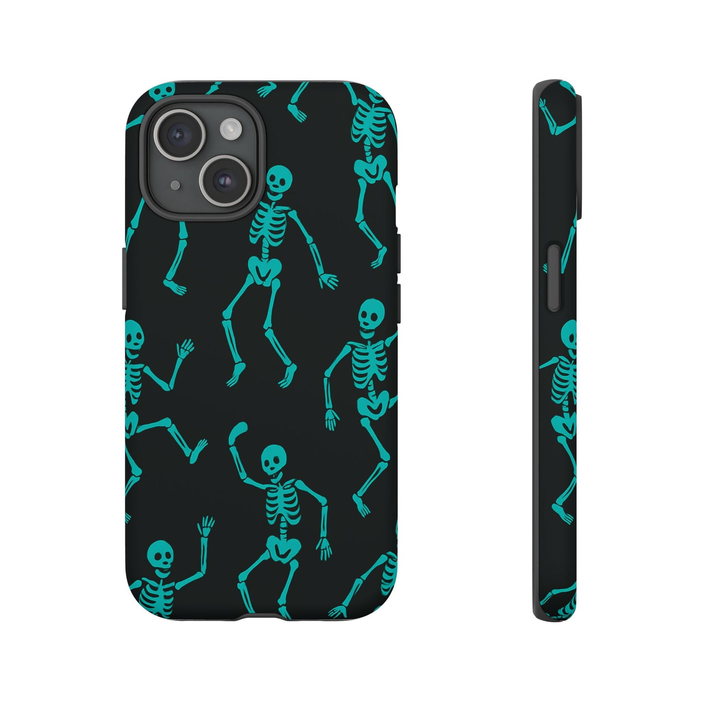 Dancing Teal Skeletons Phone Case | Tough Protective Case for Iphone, Samsung Galaxy and Pixel