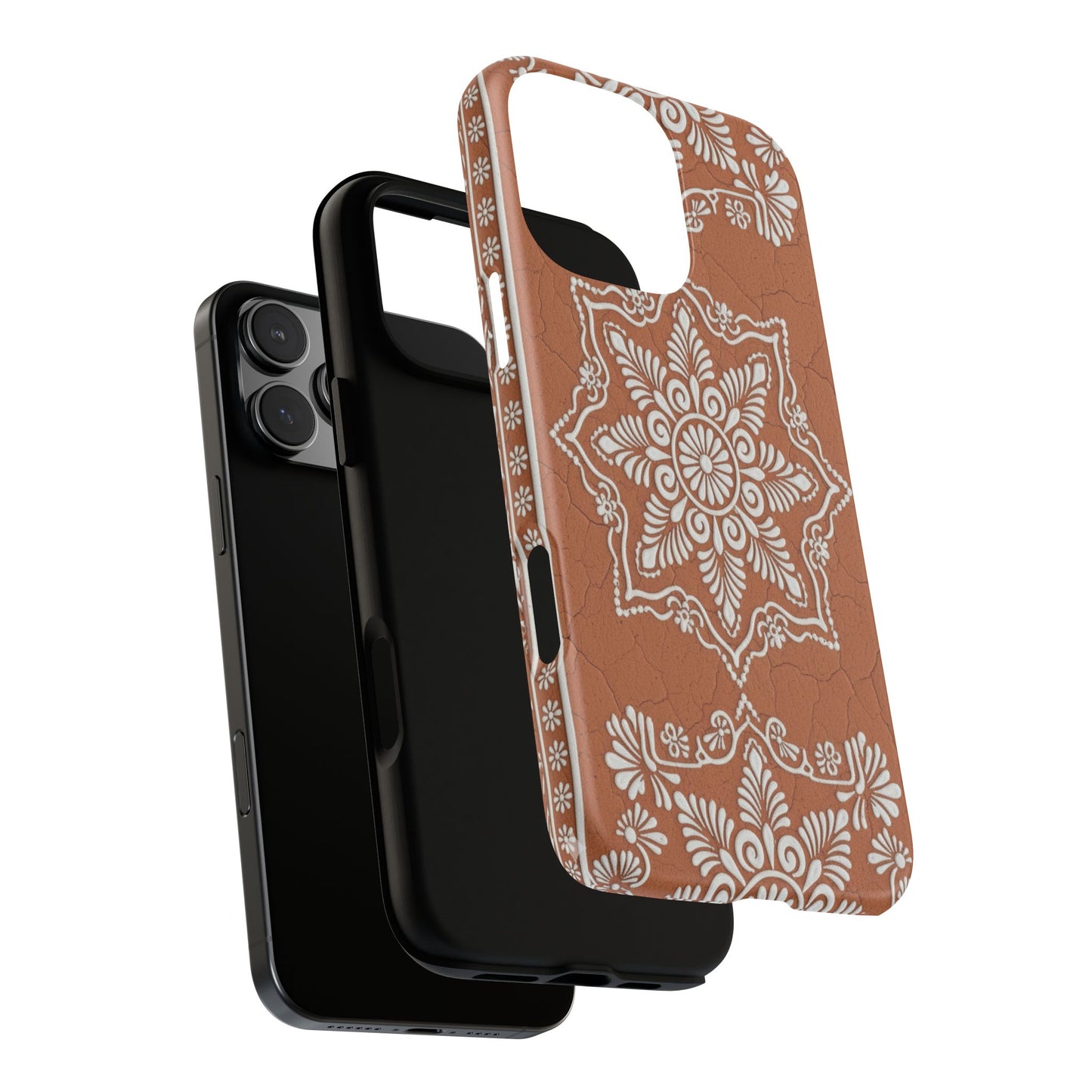 Talavera Terracotta Phone Case | Mexican Floral Pattern iPhone & Samsung Tough Case | Boho Clay Aesthetic Cover