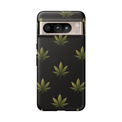 Cannabis Leaf Phone Case Green Weed Leaf Pattern Tough Protective Cover