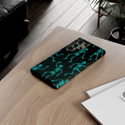 Dancing Teal Skeletons Phone Case | Tough Protective Case for Iphone, Samsung Galaxy and Pixel