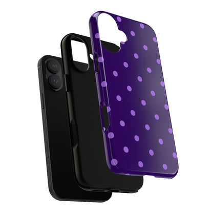 Purple Polka Dot Tough Phone Case – Cute Stylish Durable Protective Cover for Iphone, Samsung Galaxy and Pixel