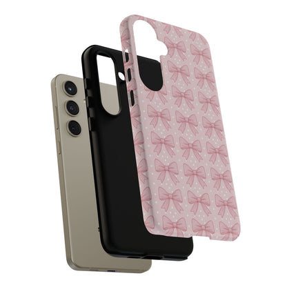 Pink Bow Pattern Phone Case – Soft Coquette Aesthetic Tough Case