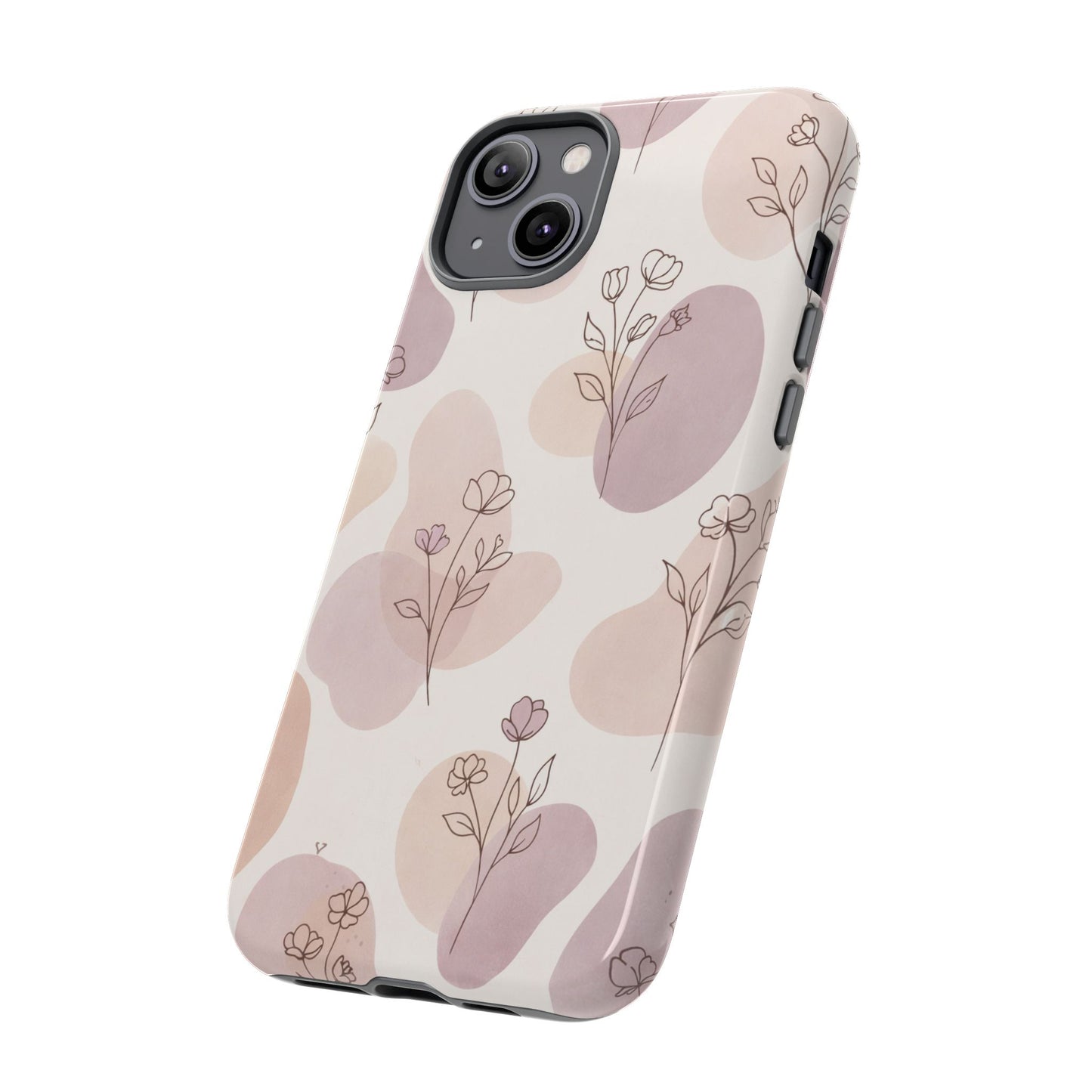 Blush Floral Phone Case Neutral Botanical Watercolor Tough Cover