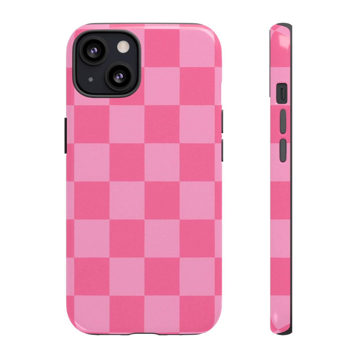 Pink Checkerboard Phone Case – Cute Aesthetic Tough Case for iPhone & Samsung