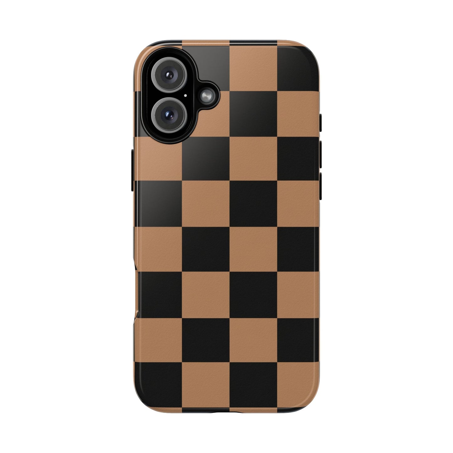 Brown Checkered Phone Case | Aesthetic Checkerboard iPhone & Samsung Tough Case