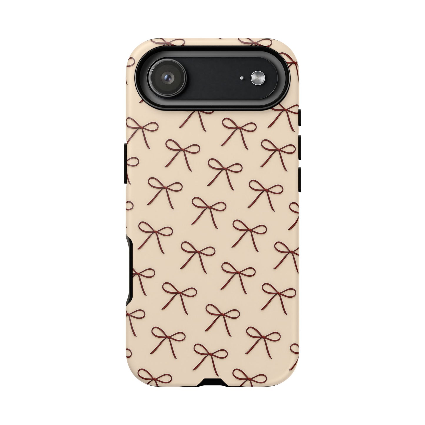 Coquette Bow Phone Case | Neutral Beige Aesthetic iPhone & Samsung Tough Case