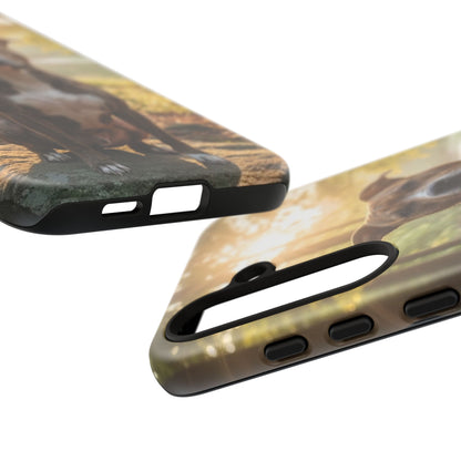 Pitbull Portrait Phone Case | Dog Lover Tough Case, Sunset Forest