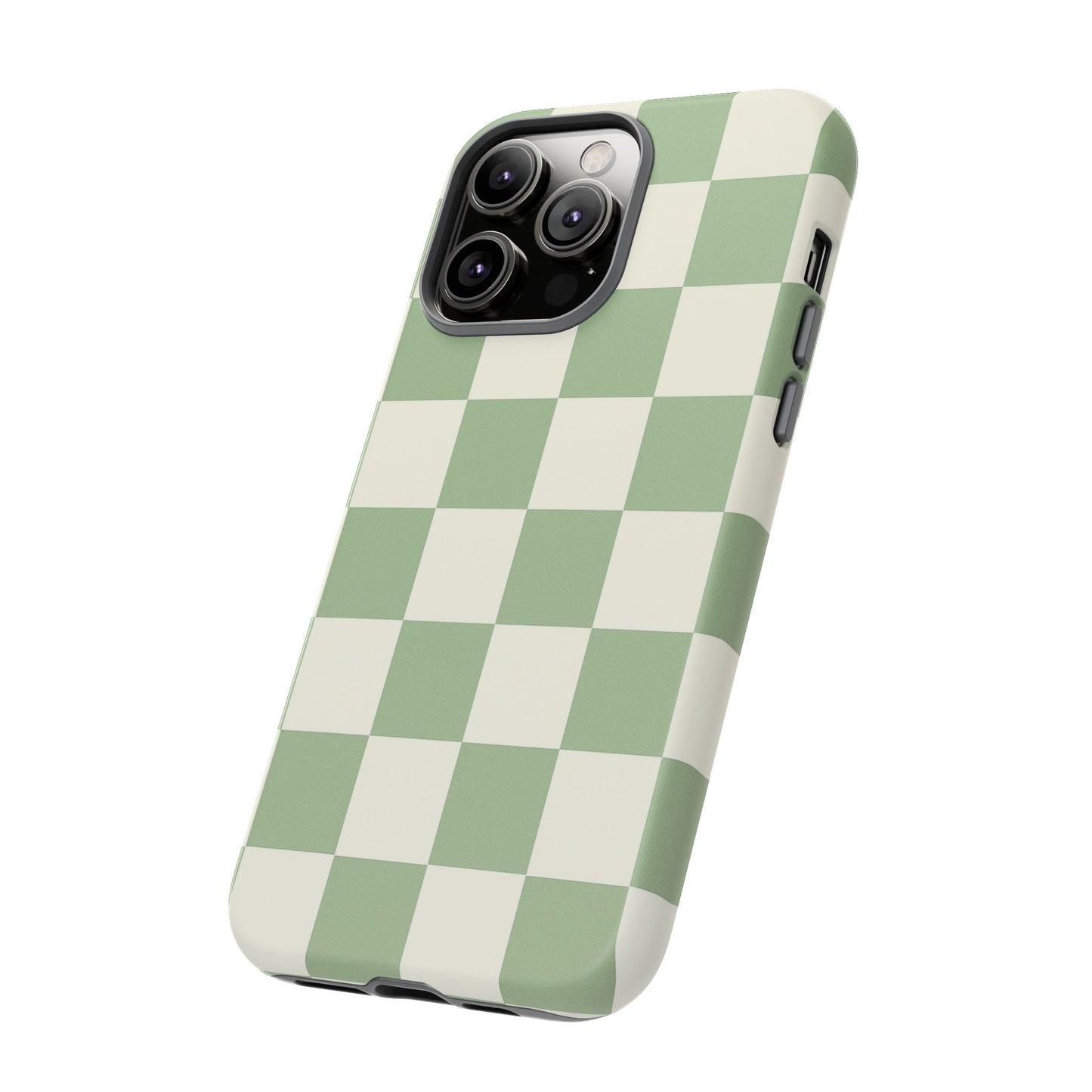 Sage Green Checkerboard Phone Case | Minimal Aesthetic Checkered iPhone & Samsung Tough Case