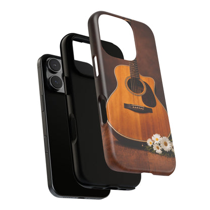 Acoustic Guitar Daisy Phone Case | Rustic Music Lover Tough Cover