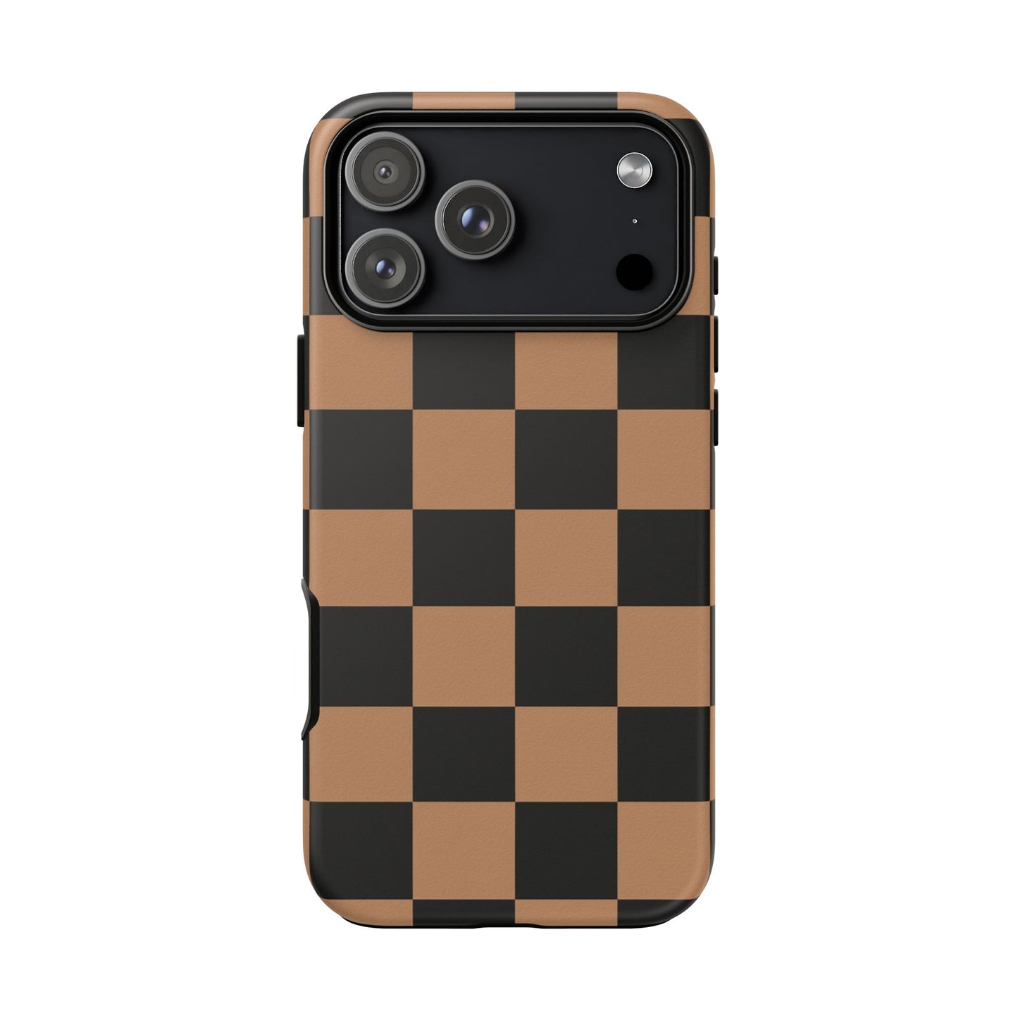 Brown Checkered Phone Case | Aesthetic Checkerboard iPhone & Samsung Tough Case