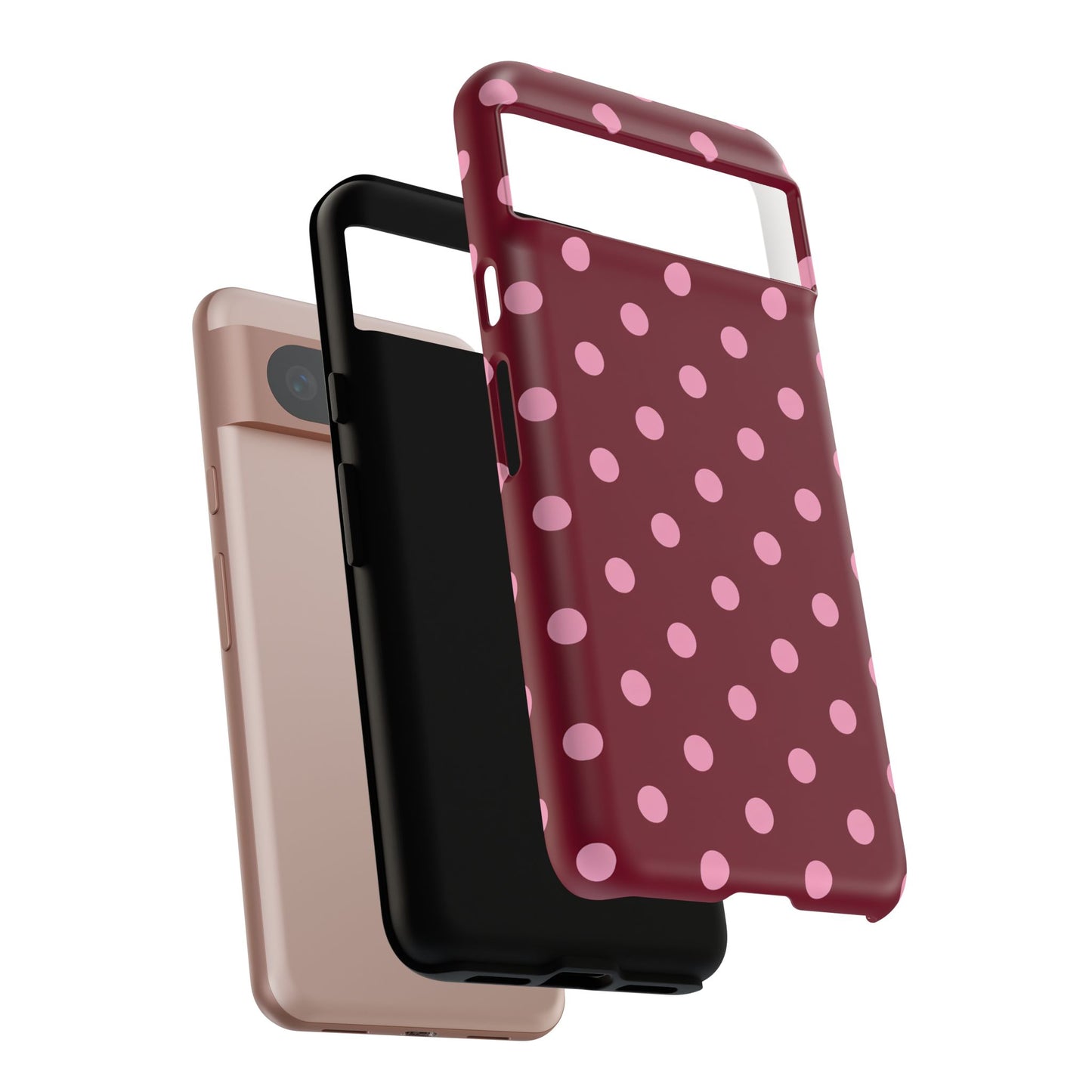 Pink Polka Dot Phone Case – Cute Aesthetic Tough Protective Phone Cover for Iphone, Samsung Galaxy and Pixel