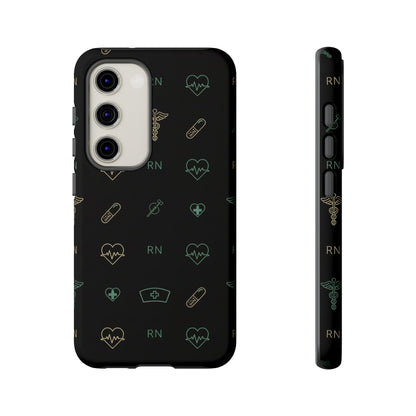 RN Nurse Phone Case – Minimal Medical Icon Pattern Healthcare Worker Tough Case