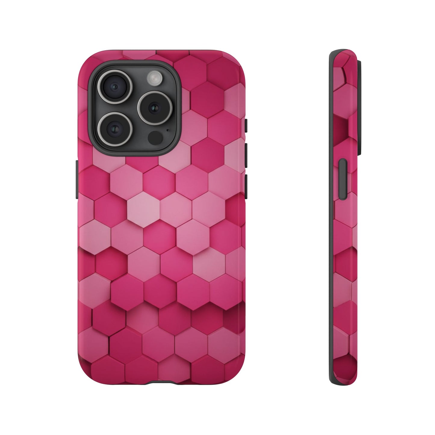 Hot Pink Hexagon Phone Case | Honeycomb Geometric Aesthetic | Cute Pink iPhone & Samsung Tough Protective Case