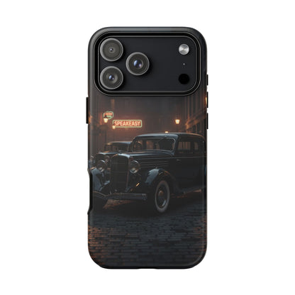 Vintage Classic Car Phone Case | Retro Noir Aesthetic | 1930s Street Scene Tough Case for iPhone & Samsung