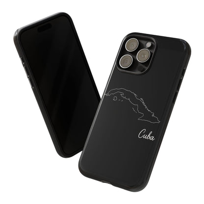 Cuba Outline Phone Case – Minimal Country Map Tough Case (iPhone, Samsung, Pixel)