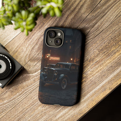 Vintage Classic Car Phone Case | Retro Noir Aesthetic | 1930s Street Scene Tough Case for iPhone & Samsung