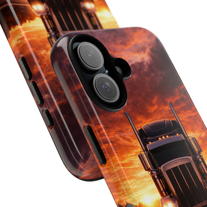 Big Rig Truck Phone Case Sunset Highway Semi Truck iPhone Samsung Cover