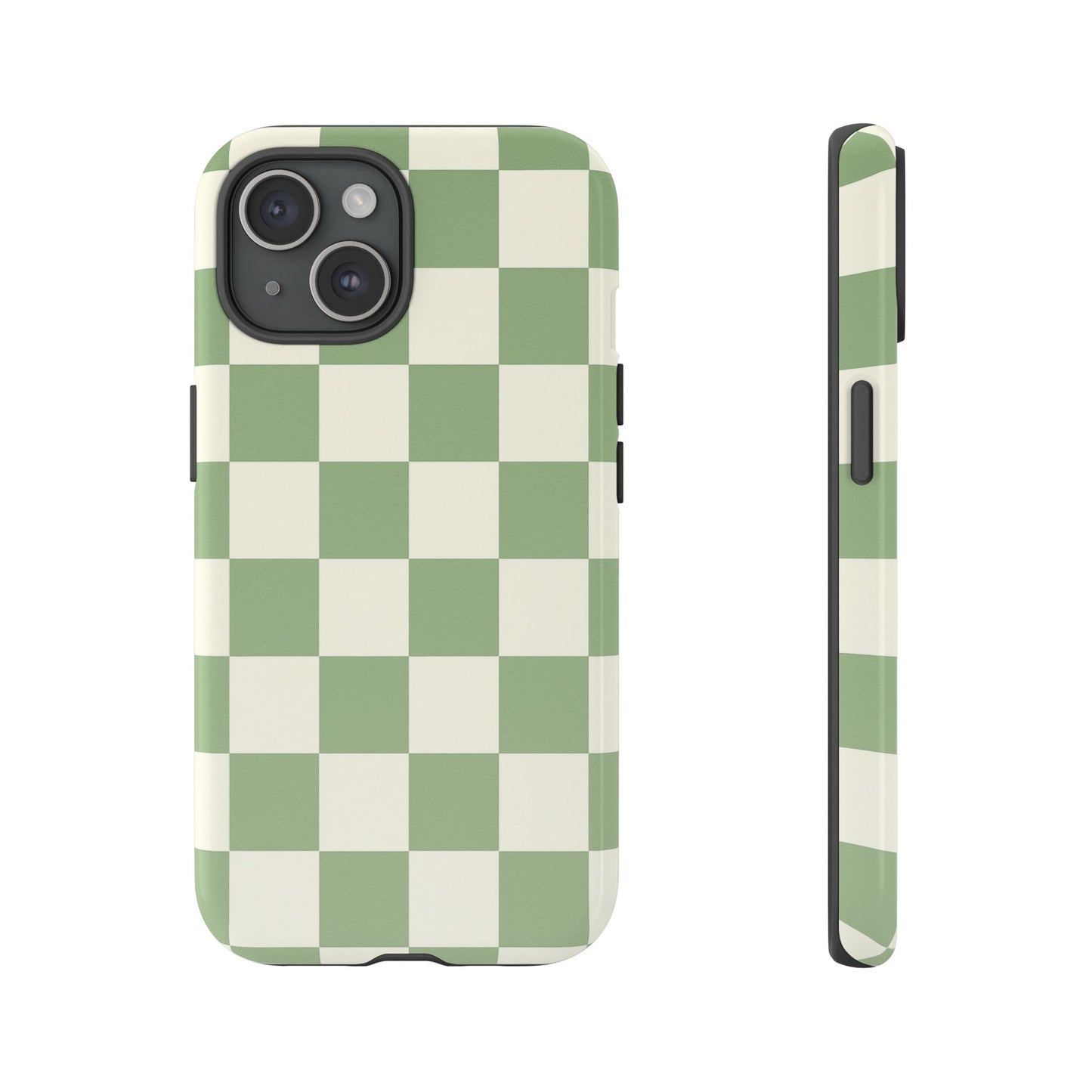 Sage Green Checkerboard Phone Case | Minimal Aesthetic Tough Case