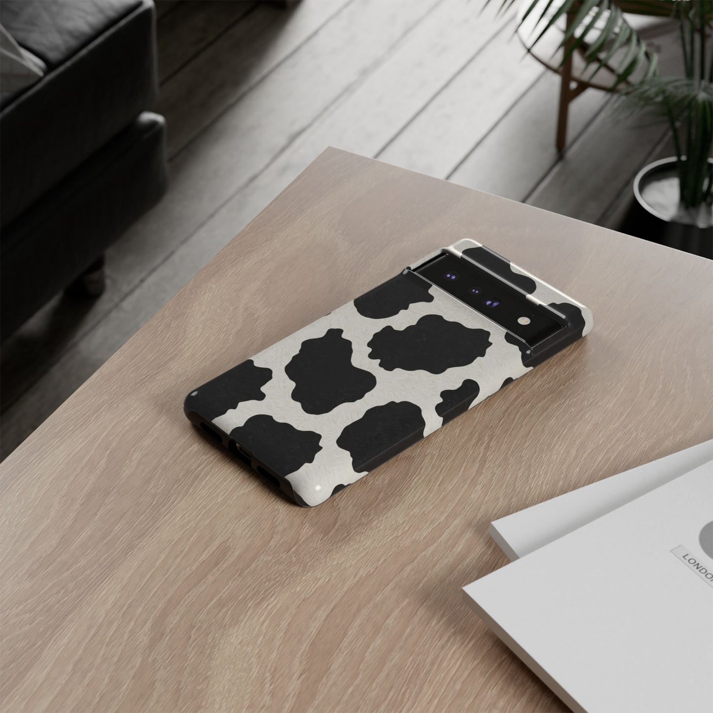 Black & White Cow Print Phone Case | Western Aesthetic iPhone & Samsung Tough Case