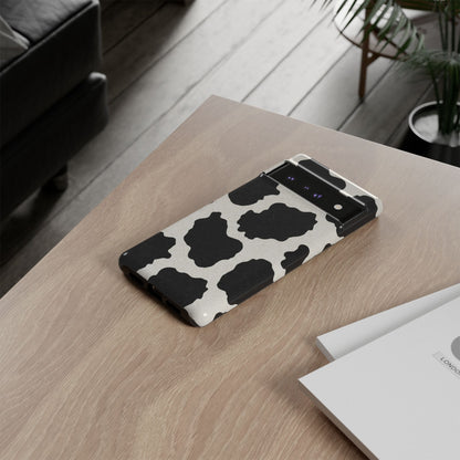 Black & White Cow Print Phone Case | Western Aesthetic iPhone & Samsung Tough Case