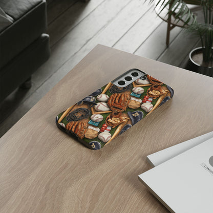 Baseball Gear Collage Phone Case – Vintage Baseball Equipment Sports Tough Case