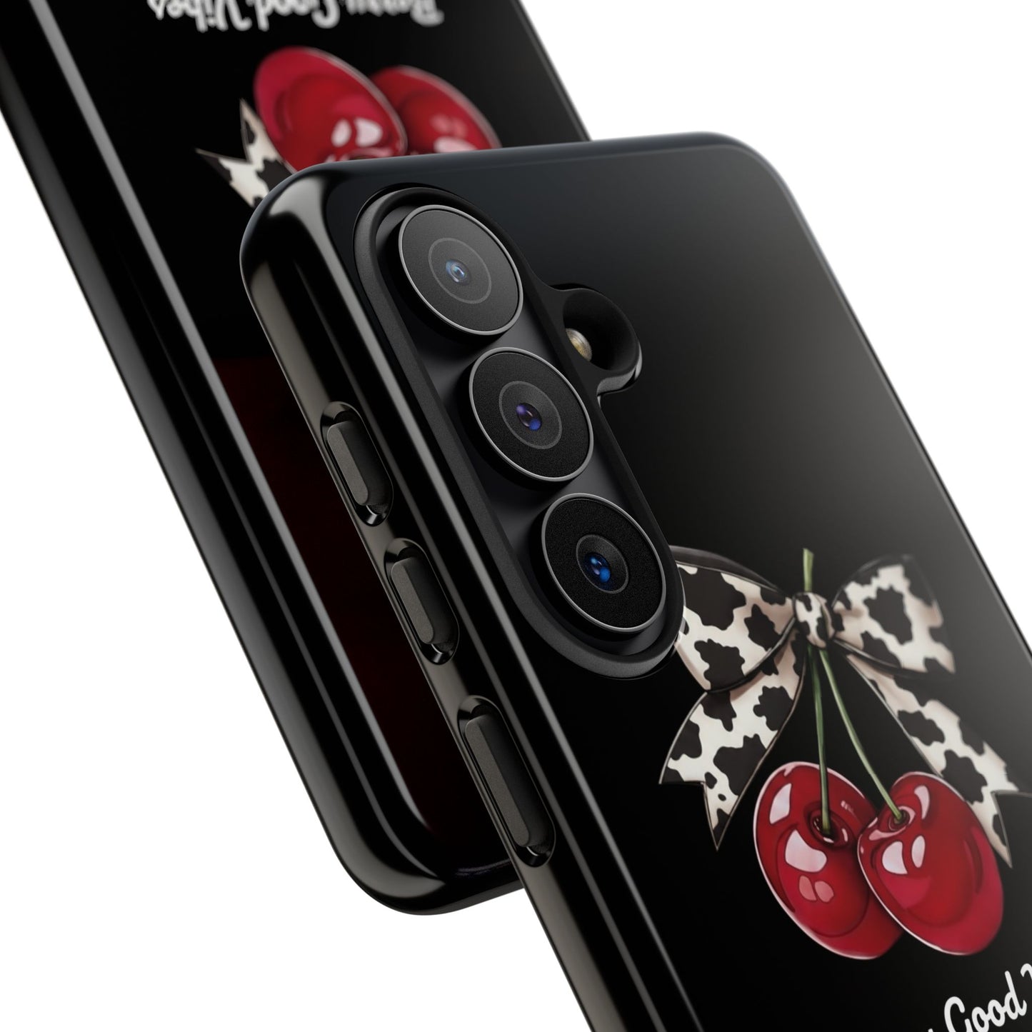 Cherry Cow Print Phone Case | Coquette Bow Aesthetic iPhone & Samsung Tough Case