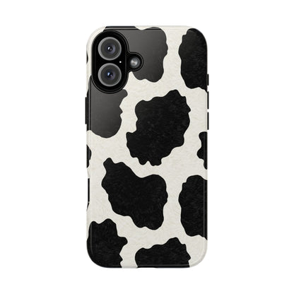 Black & White Cow Print Phone Case | Western Aesthetic iPhone & Samsung Tough Case