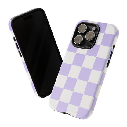 Lavender Checkerboard Phone Case | Pastel Aesthetic Checkered iPhone & Samsung Tough Case