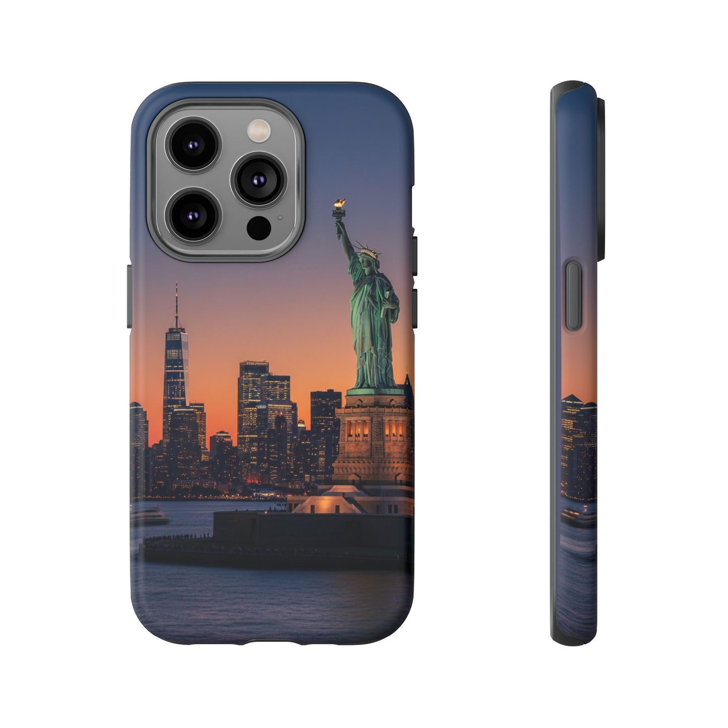 Statue of Liberty Sunset Phone Case – New York City Skyline Travel Aesthetic Tough Case