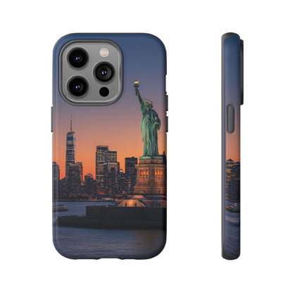 Statue of Liberty Sunset Phone Case – New York City Skyline Travel Aesthetic Tough Case