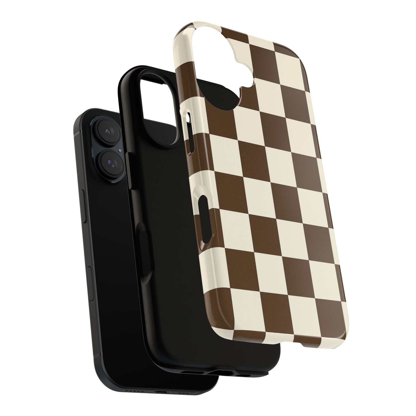 Mocha Checkerboard Phone Case | Neutral Aesthetic Tough Case