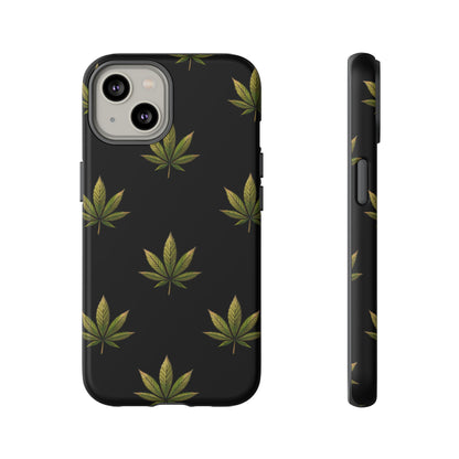 Cannabis Leaf Phone Case Green Weed Leaf Pattern Tough Protective Cover