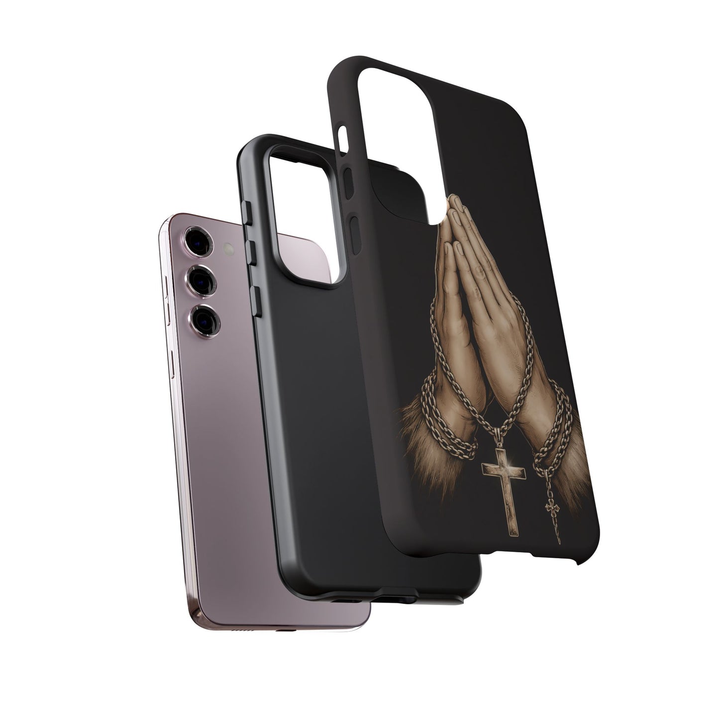 Praying Hands Cross Phone Case – Christian Faith Scripture Cover