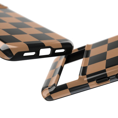 Brown Checkerboard Phone Case | Aesthetic Tough Protective Case